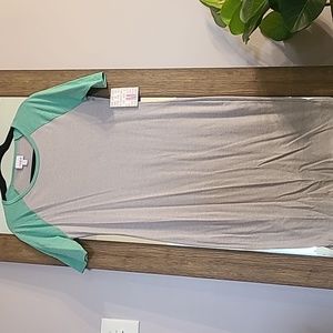 Heathered Gray & Green LuLaRoe Julia Dress